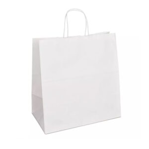 Крафт-пакет 32x19x34 білий з крученими ручками "на винос"