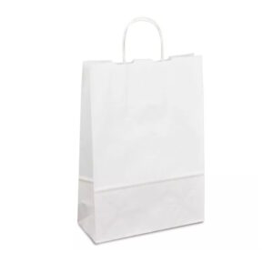 Крафт-пакет 23х10х32 білий з крученими ручками