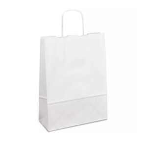 Крафт-пакет 18х08х25 білий з крученими ручками