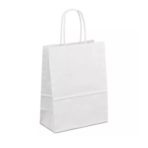 Крафт-пакет 15х08х20 білий з крученими ручками