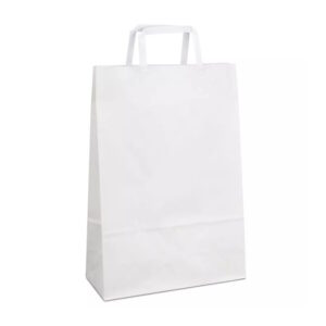 Крафт-пакет 26x11x38 білий з пласкими ручками