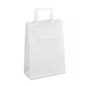 Крафт-пакет 18x08x25 білий з пласкими ручками