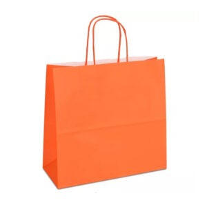 Крафт-пакет 25x11x24 оранжевий з крученими ручками