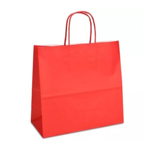Крафт-пакет 25x11x24 червоний з крученими ручками
