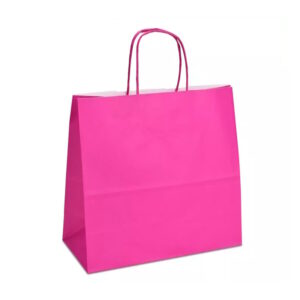 Крафт-пакет 25x11x24 малиновий з крученими ручками