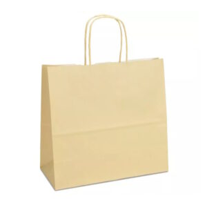 Крафт-пакет 25x11x24 бежевий з крученими ручками