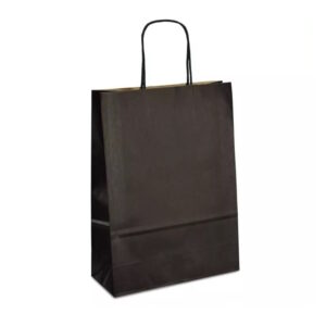 Крафт-пакет 18x08x25 чорний з крученими ручками