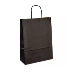 Крафт-пакет 23х10х32 чорний з крученими ручками