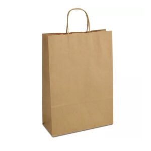 Крафт-пакет 23х10х32 коричневий з крученими ручками