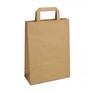 Крафт-пакет 23x10x32 коричневий з пласкими ручками